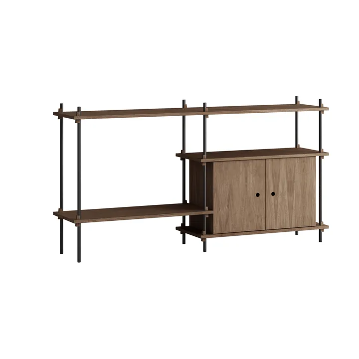 Estantería con armario Shelving System - Roble ahumado-black, 163×85×35 cm, S.85.2.C - MOEBE