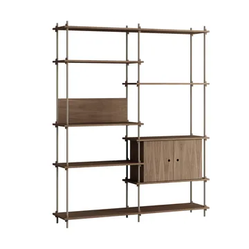 Estantería con armario Shelving System - Roble ahumado-warm grey, 163×200×35 cm, S.200.2.C - MOEBE