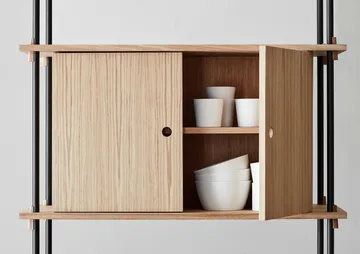 Estantería con armario Shelving System - Roble ahumado-warm grey, 163×85×35 cm, S.85.2.C - MOEBE