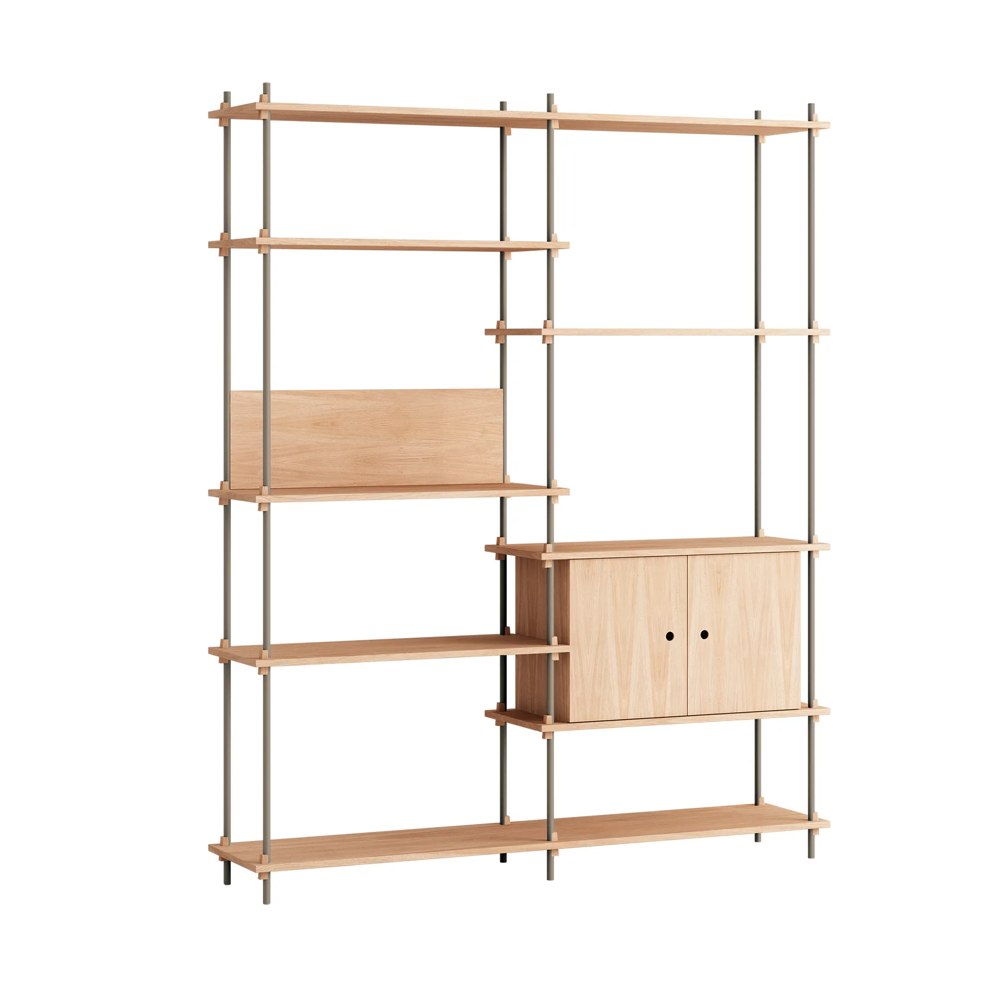 Estantería con armario Shelving System, Roble-warm grey, 163×200×35 cm, S.200.2.C MOEBE