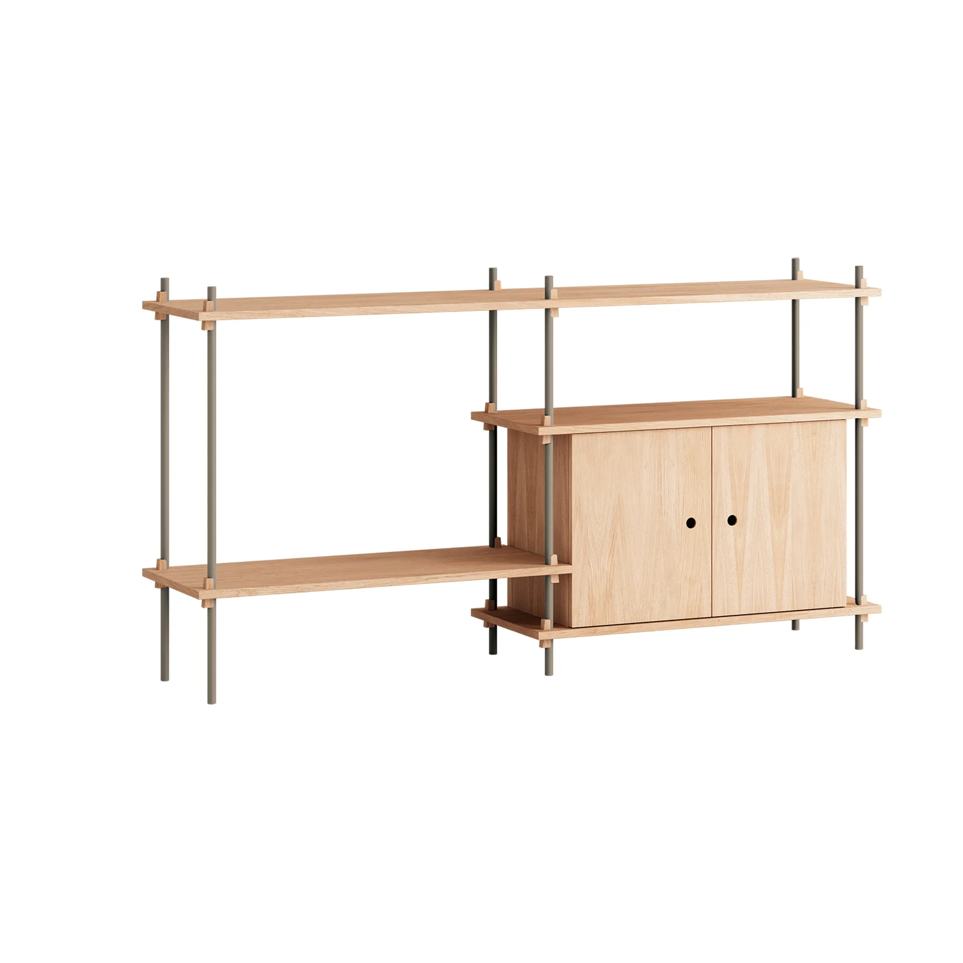 Estantería con armario Shelving System, Roble-warm grey, 163×85×35 cm, S.85.2.C MOEBE