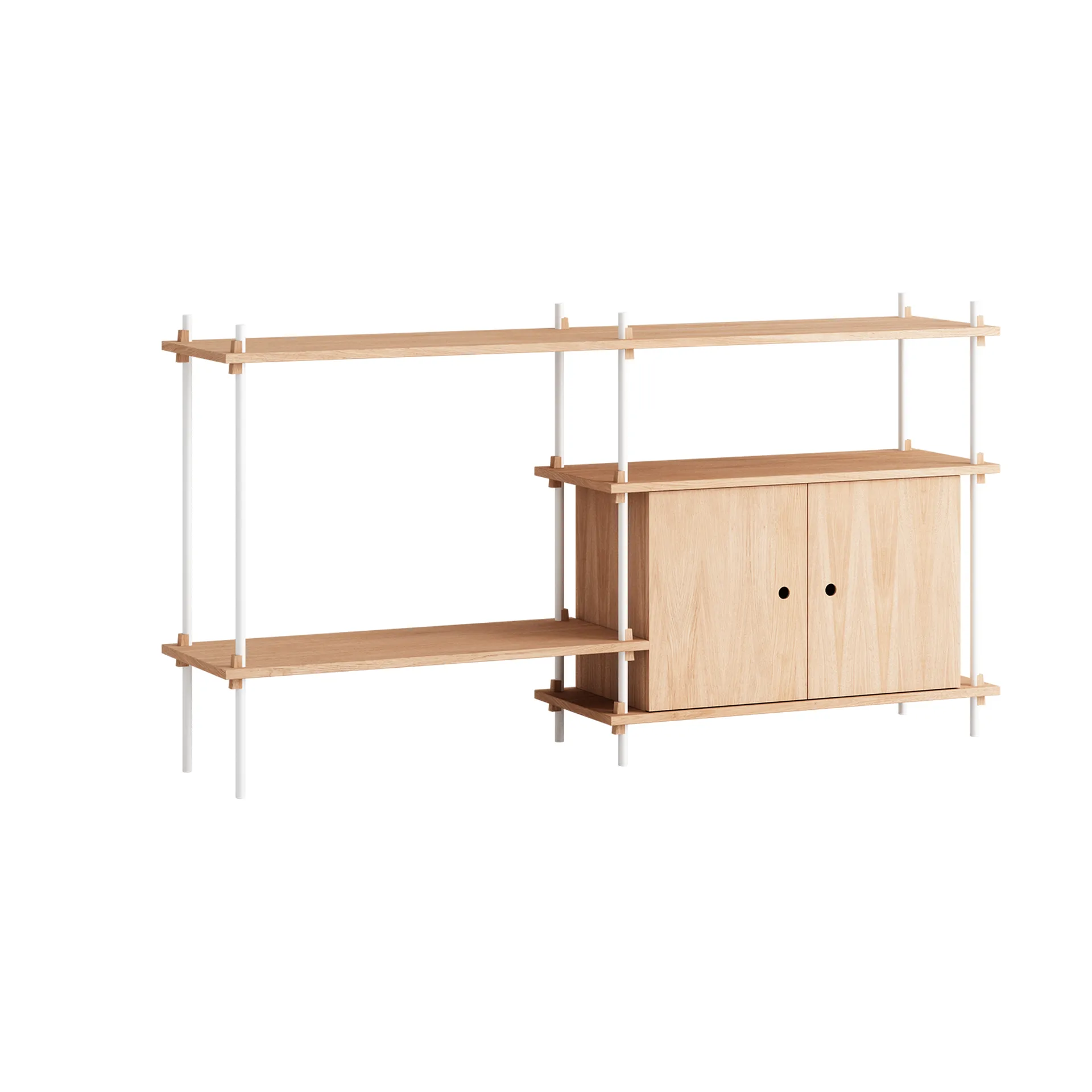 Estantería con armario Shelving System, Roble-white, 163×85×35 cm, S.85.2.C MOEBE