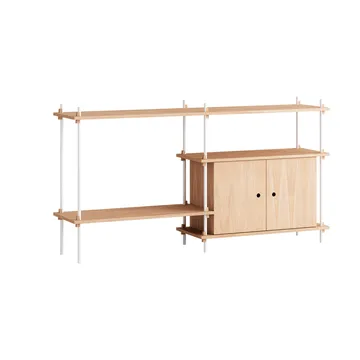 Estantería con armario Shelving System - Roble-white, 163×85×35 cm, S.85.2.C - MOEBE