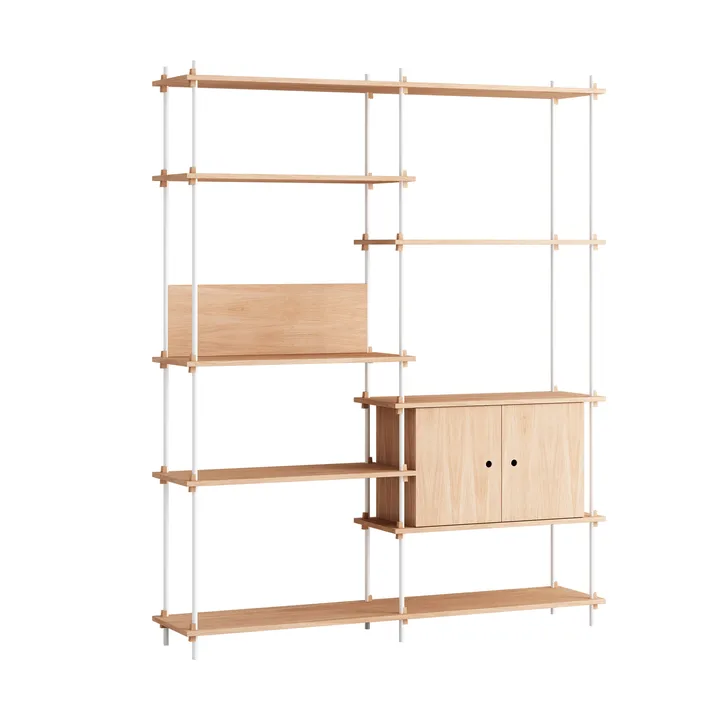 Estantería con armario Shelving System - Roble-white, 163x200x35 cm, S.200.2.C - MOEBE