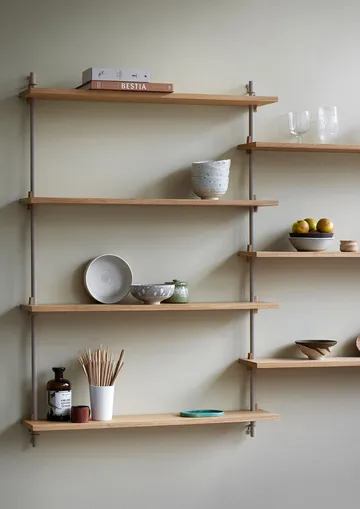 Estantería de pared Wall Shelving - Roble ahumado-warm grey, 92×65×17,5 cm, WS.65.1 - MOEBE