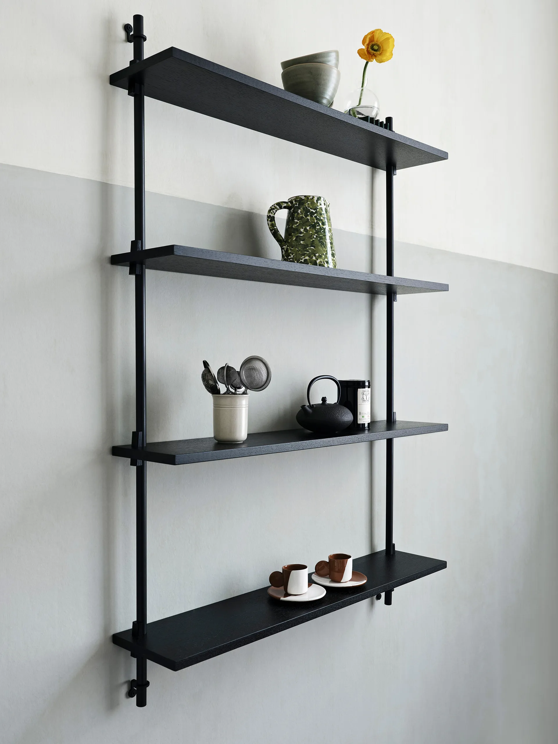 Estantería de pared Wall Shelving, Roble ahumado-white, 92 × 65 × 17,5 cm, WS.65.1 MOEBE