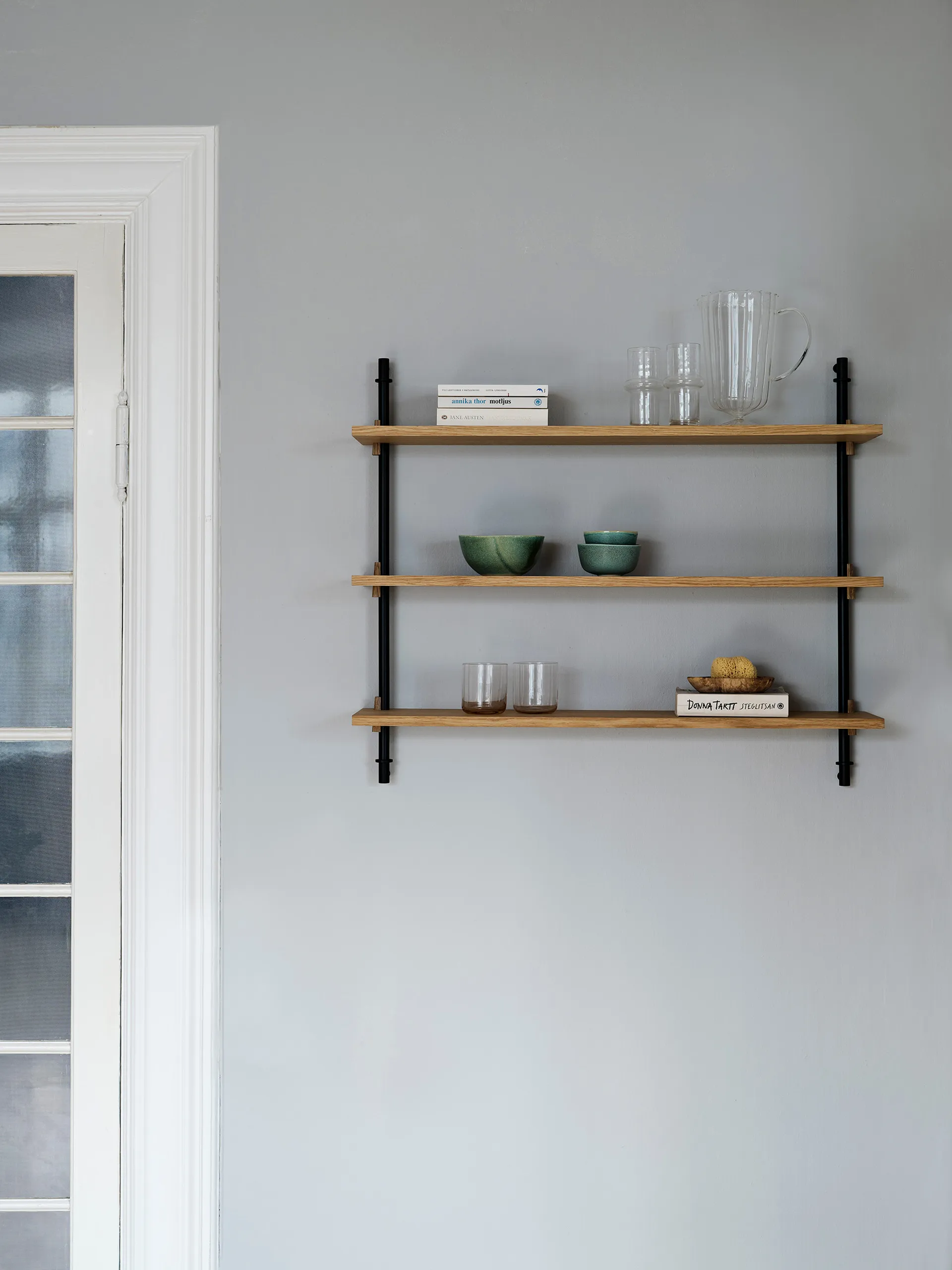 Estantería de pared Wall Shelving, Roble ahumado-white, 92×115×17,5 cm, WS.115.1 MOEBE