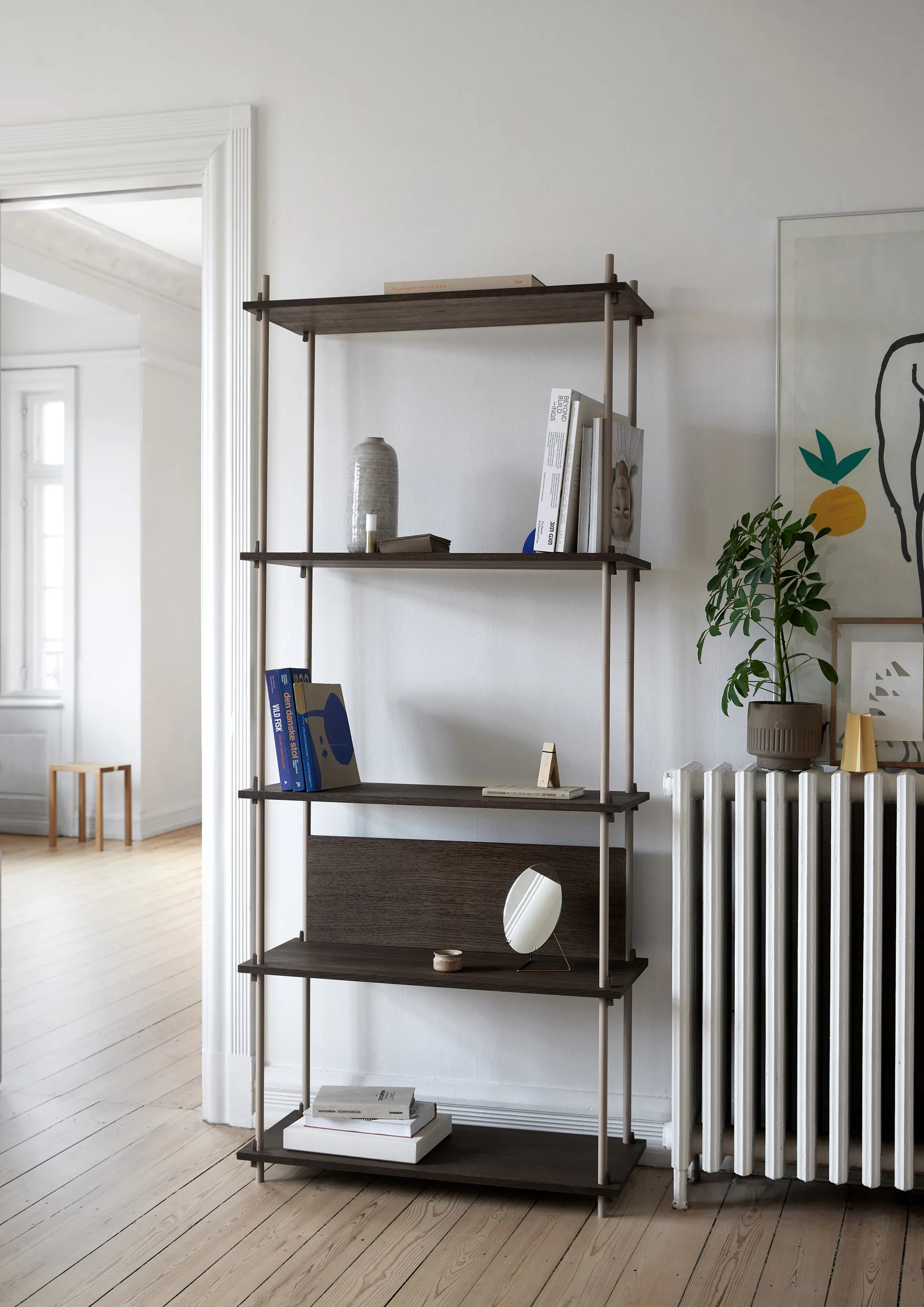 Estantería Shelving System Classic, Roble ahumado-white, 86×200×35 cm, S.200.1.A MOEBE