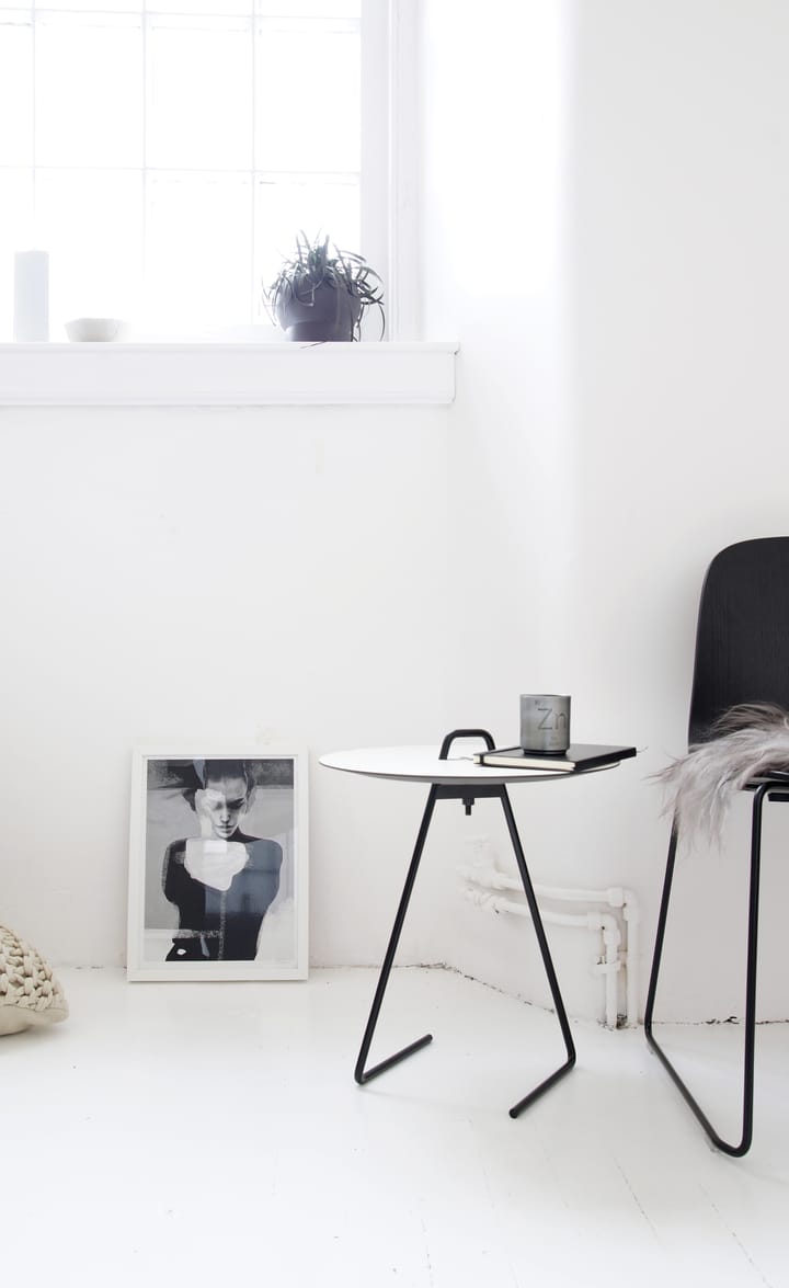 Mesa auxiliar portátil Ø45 cm, Black, White MOEBE