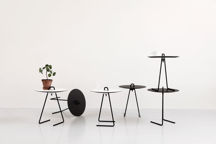Mesa auxiliar portátil Ø45 cm, Black, White MOEBE
