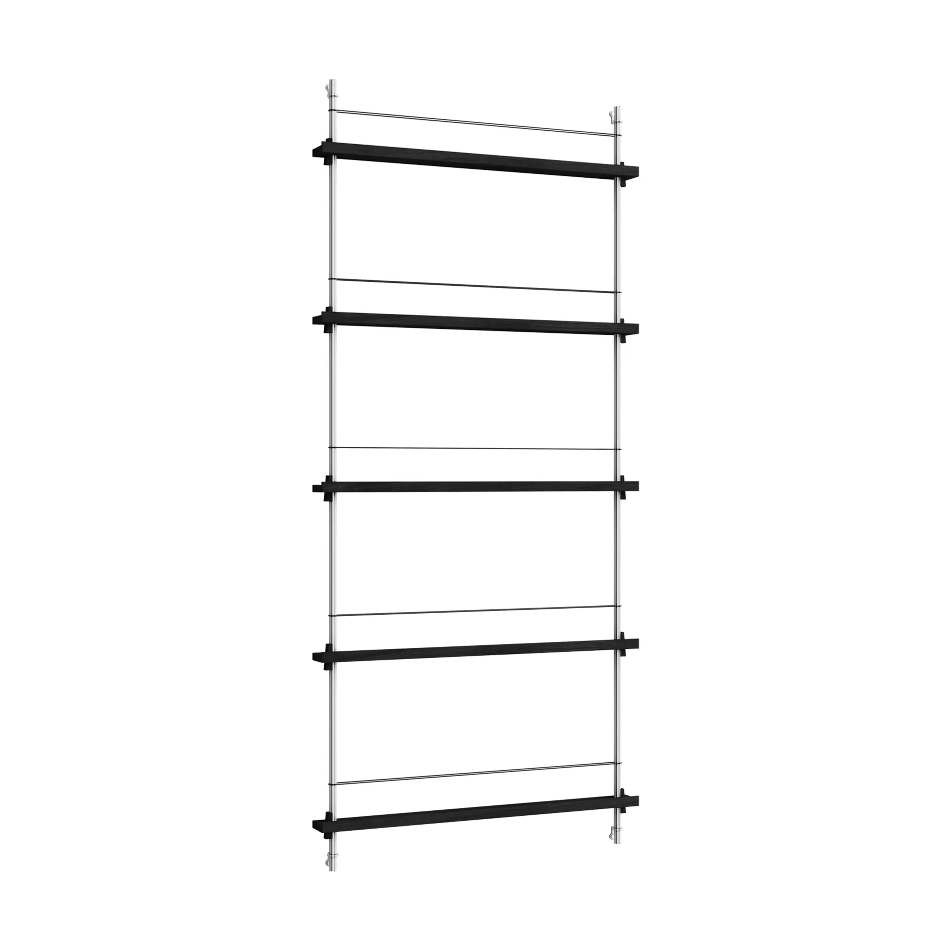 Revistero Magazine Shelving, Black-acero inoxidable, 85×180×7 cm, MS.180.1 MOEBE
