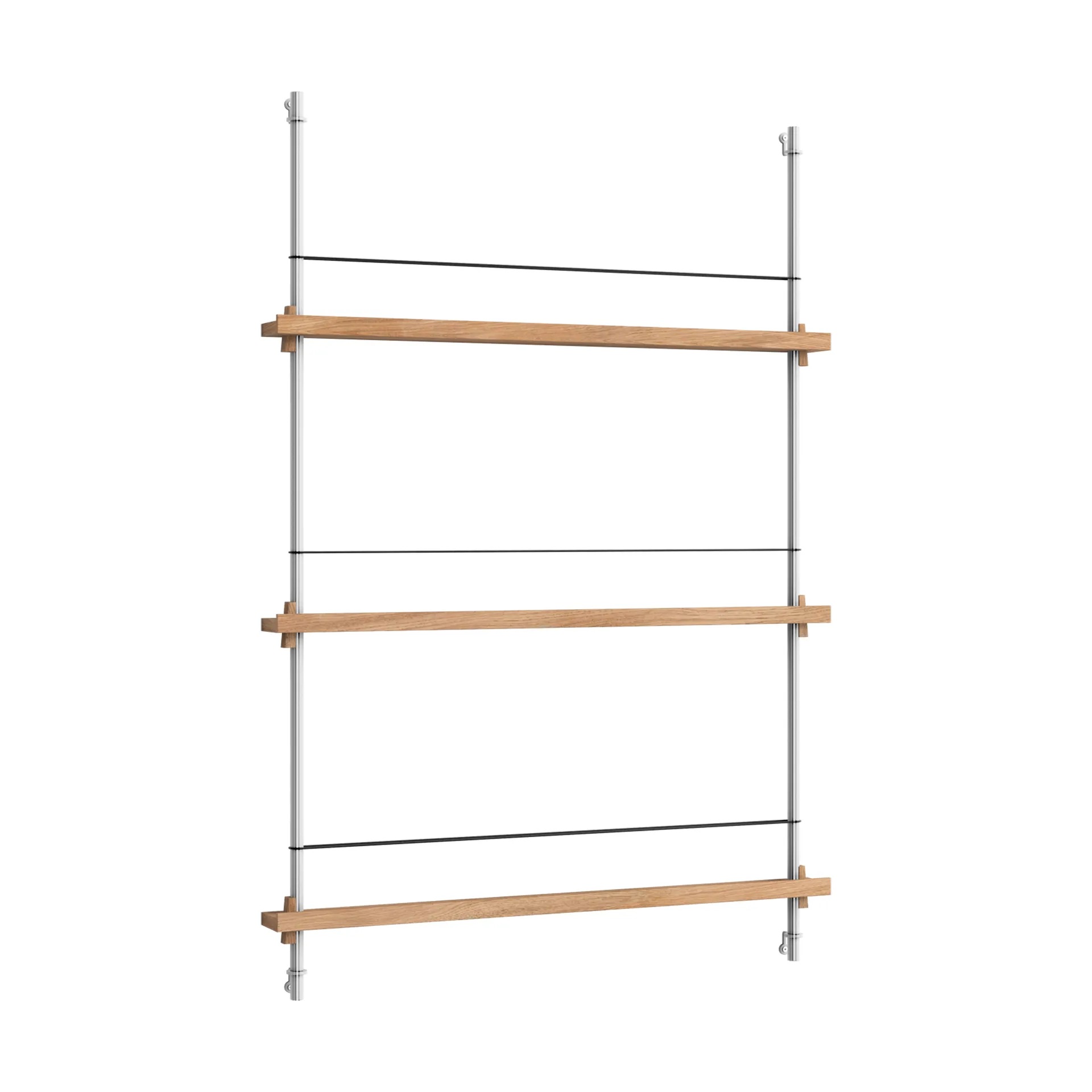 Revistero Magazine Shelving, Roble-acero inoxidable, 85×115×7 cm, MS.115.1 MOEBE