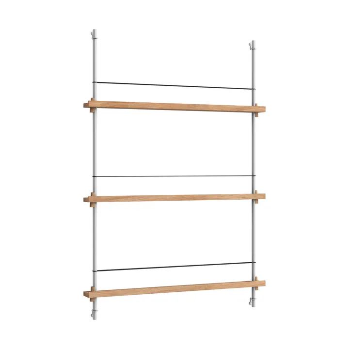 Revistero Magazine Shelving - Roble-acero inoxidable, 85×115×7 cm, MS.115.1 - MOEBE