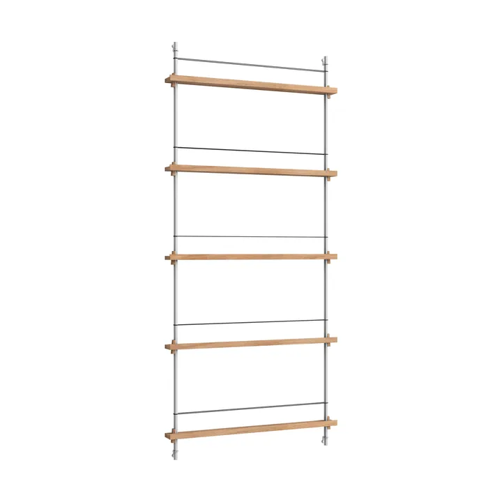 Revistero Magazine Shelving - Roble-acero inoxidable, 85×180×7 cm, MS.180.1 - MOEBE