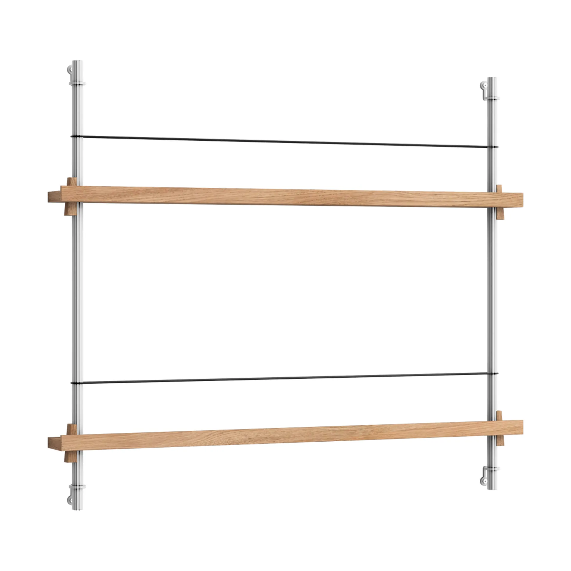 Revistero Magazine Shelving, Roble-acero inoxidable, 85×65×7 cm, MS.65.1 MOEBE