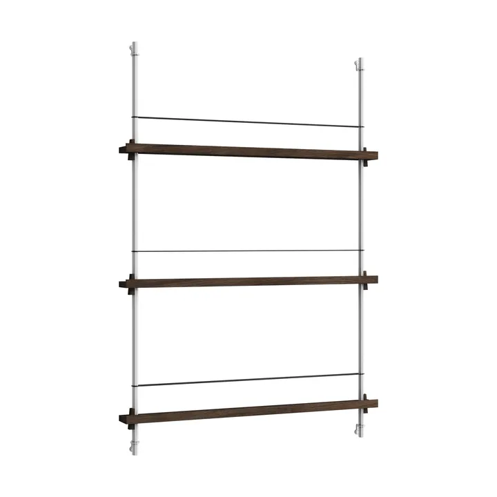 Revistero Magazine Shelving - Roble ahumado-acero inoxidable, 85x115x7 cm, MS.115.1 - MOEBE