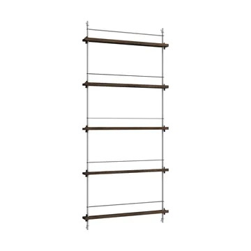 Revistero Magazine Shelving - Roble ahumado-acero inoxidable, 85x180x7 cm, MS.180.1 - MOEBE