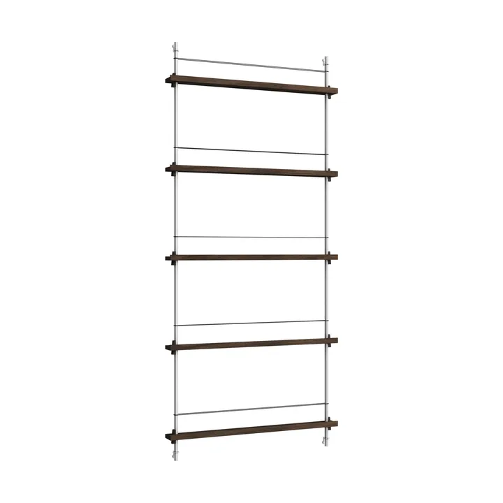 Revistero Magazine Shelving - Roble ahumado-acero inoxidable, 85x180x7 cm, MS.180.1 - MOEBE