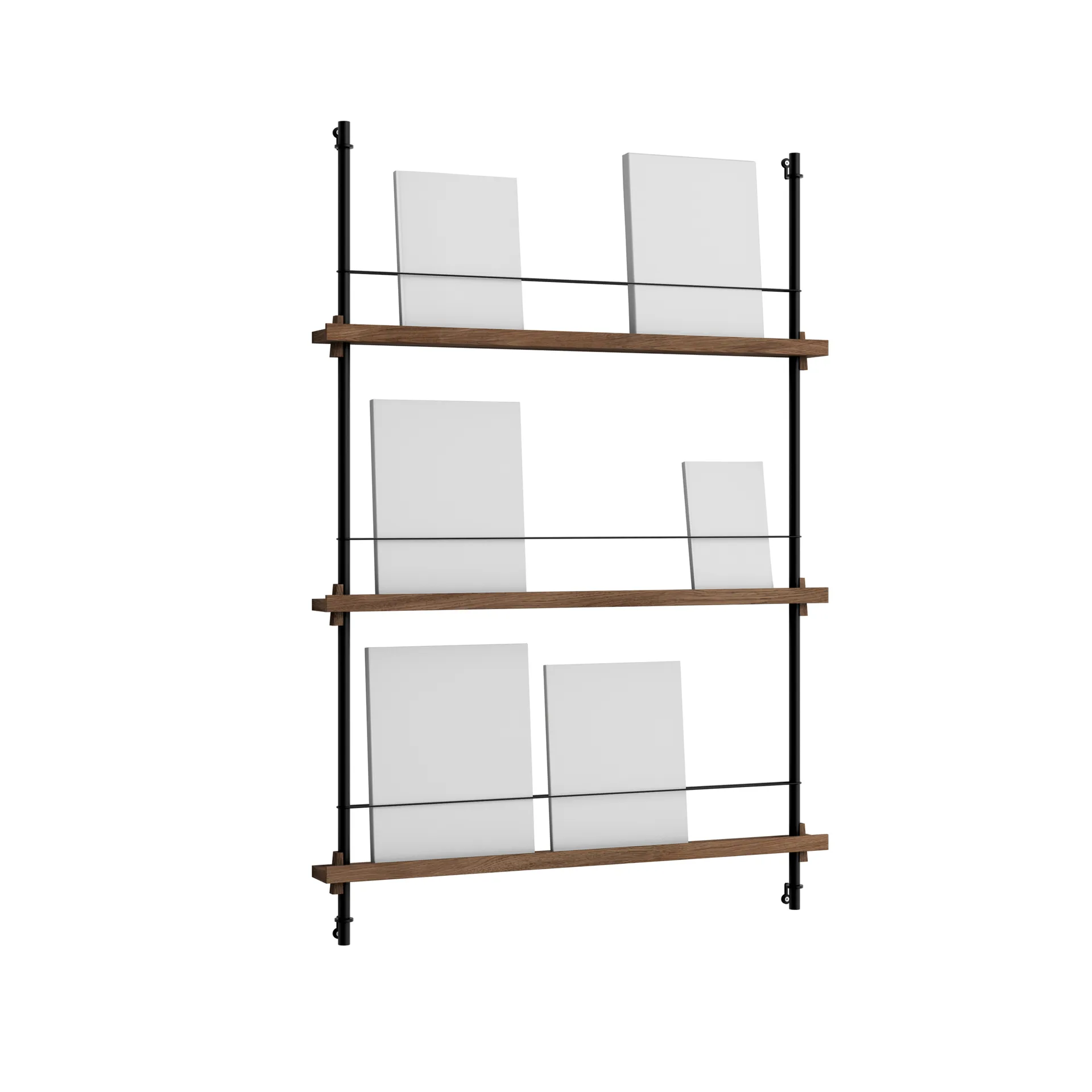 Revistero Magazine Shelving, Roble ahumado-black, 85x115x7 cm, MS.115.1 MOEBE