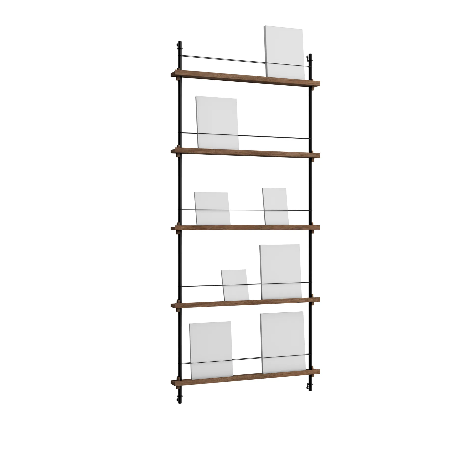 Revistero Magazine Shelving, Roble ahumado-black, 85x180x7 cm, MS.180.1 MOEBE