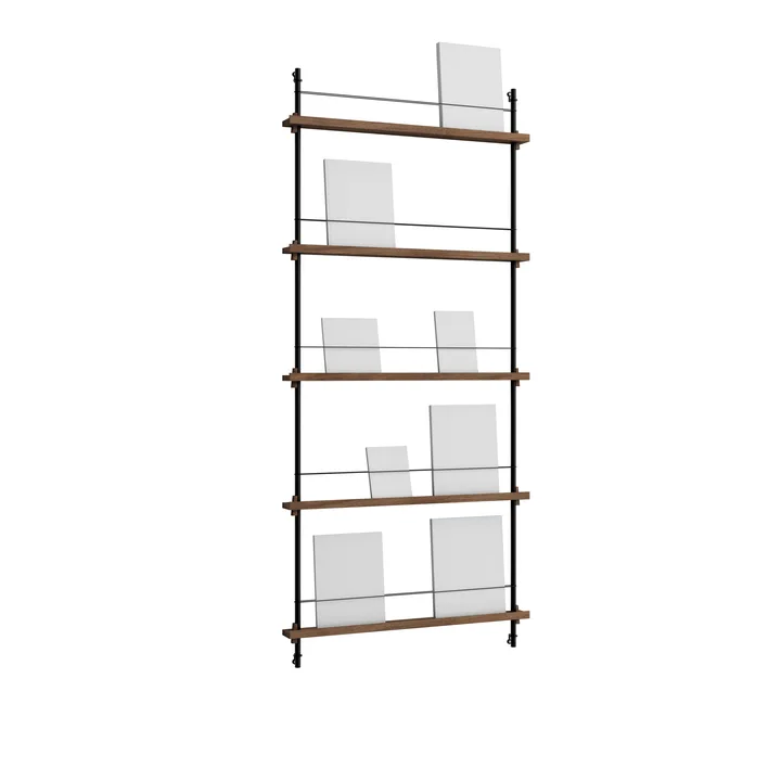Revistero Magazine Shelving - Roble ahumado-black, 85x180x7 cm, MS.180.1 - MOEBE