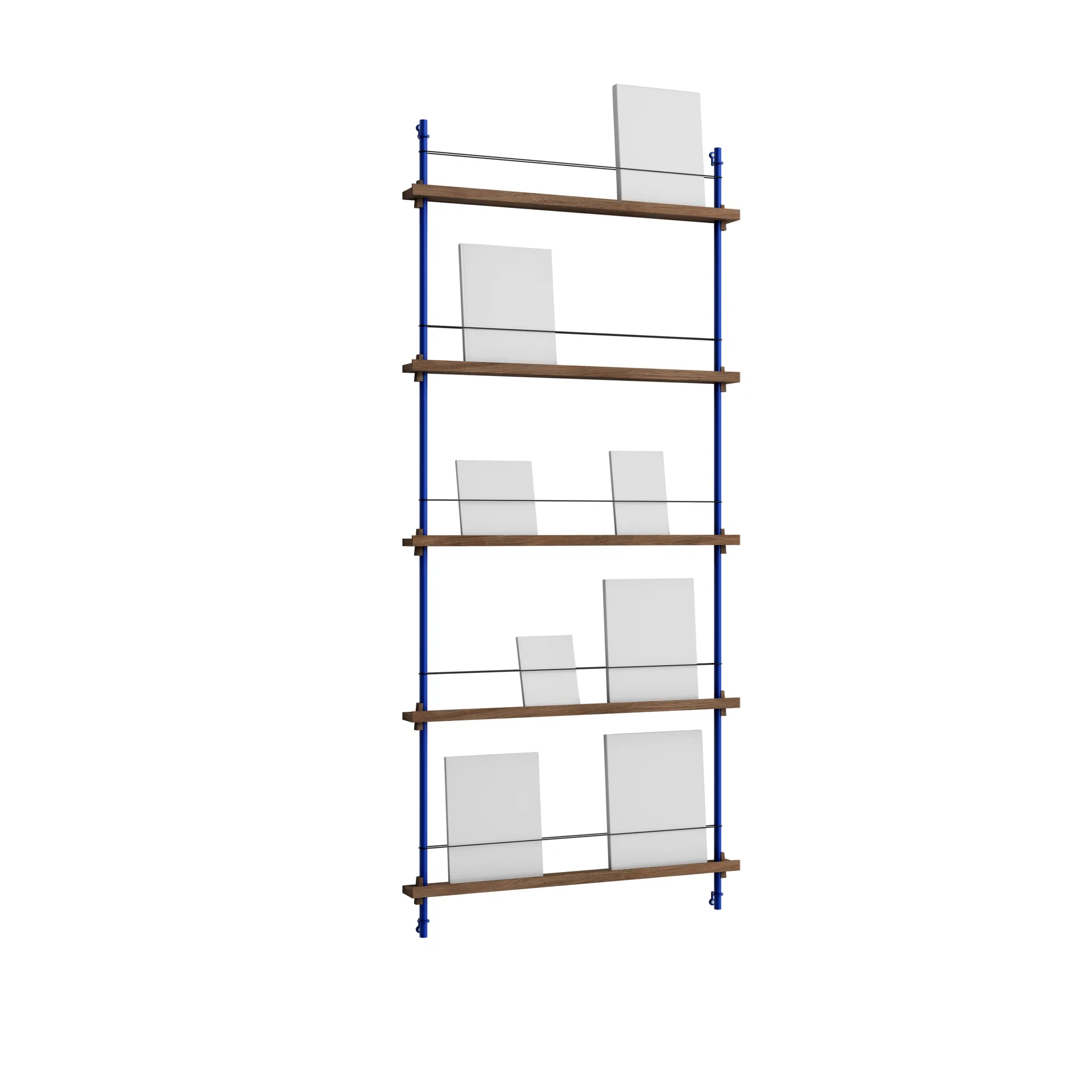 Revistero Magazine Shelving, Roble ahumado-deep blue, 85×180×7 cm, MS.180.1 MOEBE