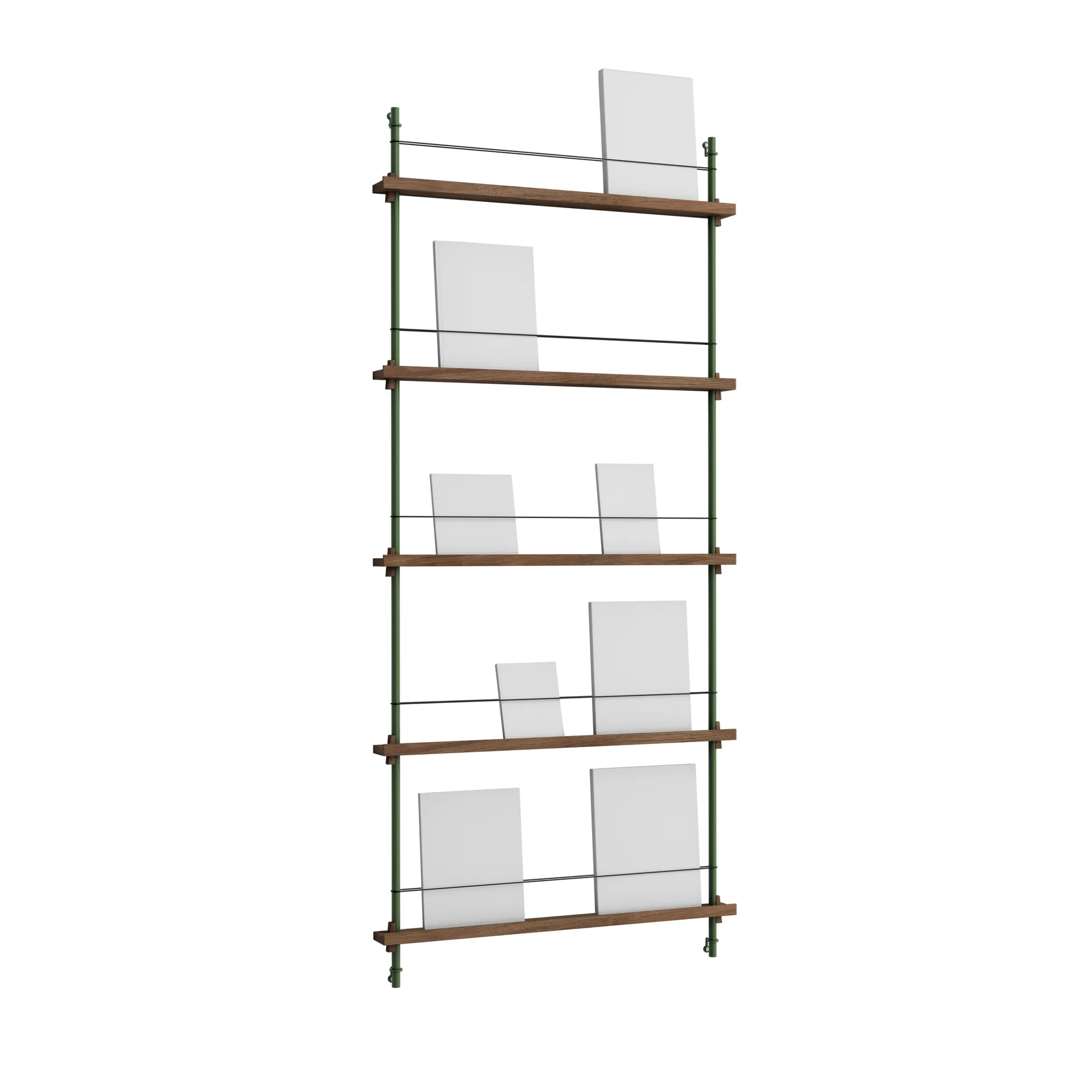 Revistero Magazine Shelving, Roble ahumado-pine green, 85×180×7 cm, MS.180.1 MOEBE