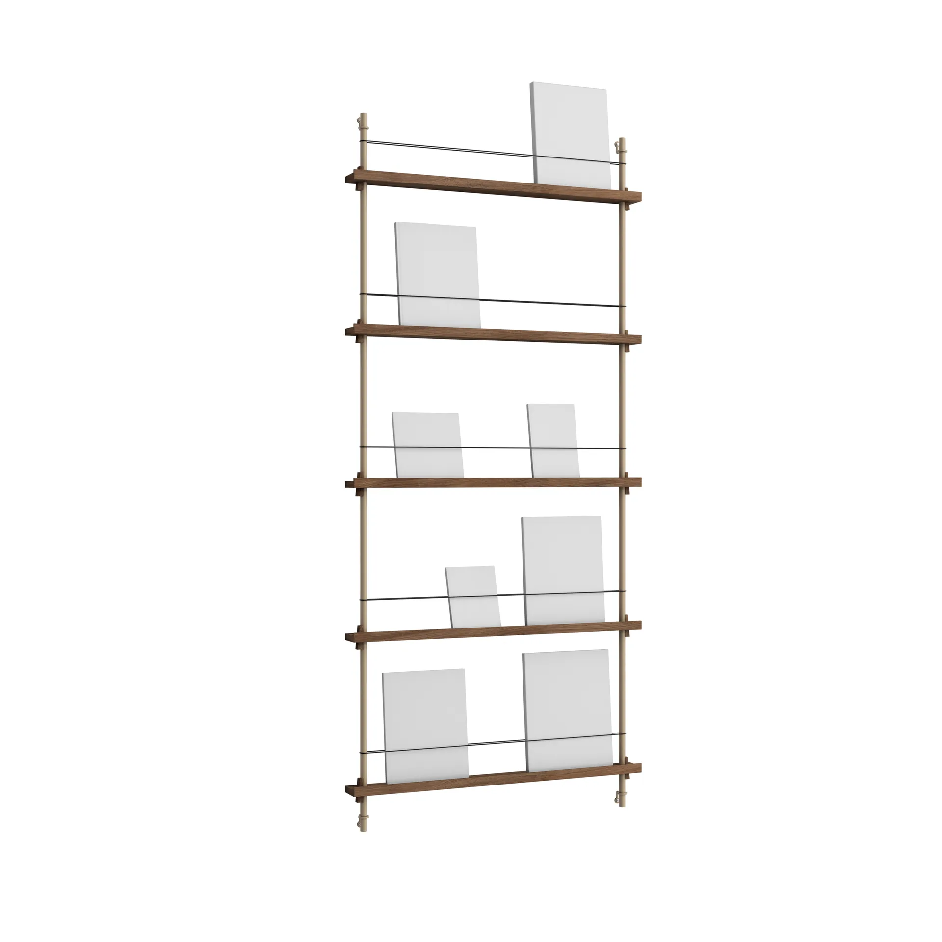 Revistero Magazine Shelving, Roble ahumado-warm grey, 85×180×7 cm, MS.180.1 MOEBE
