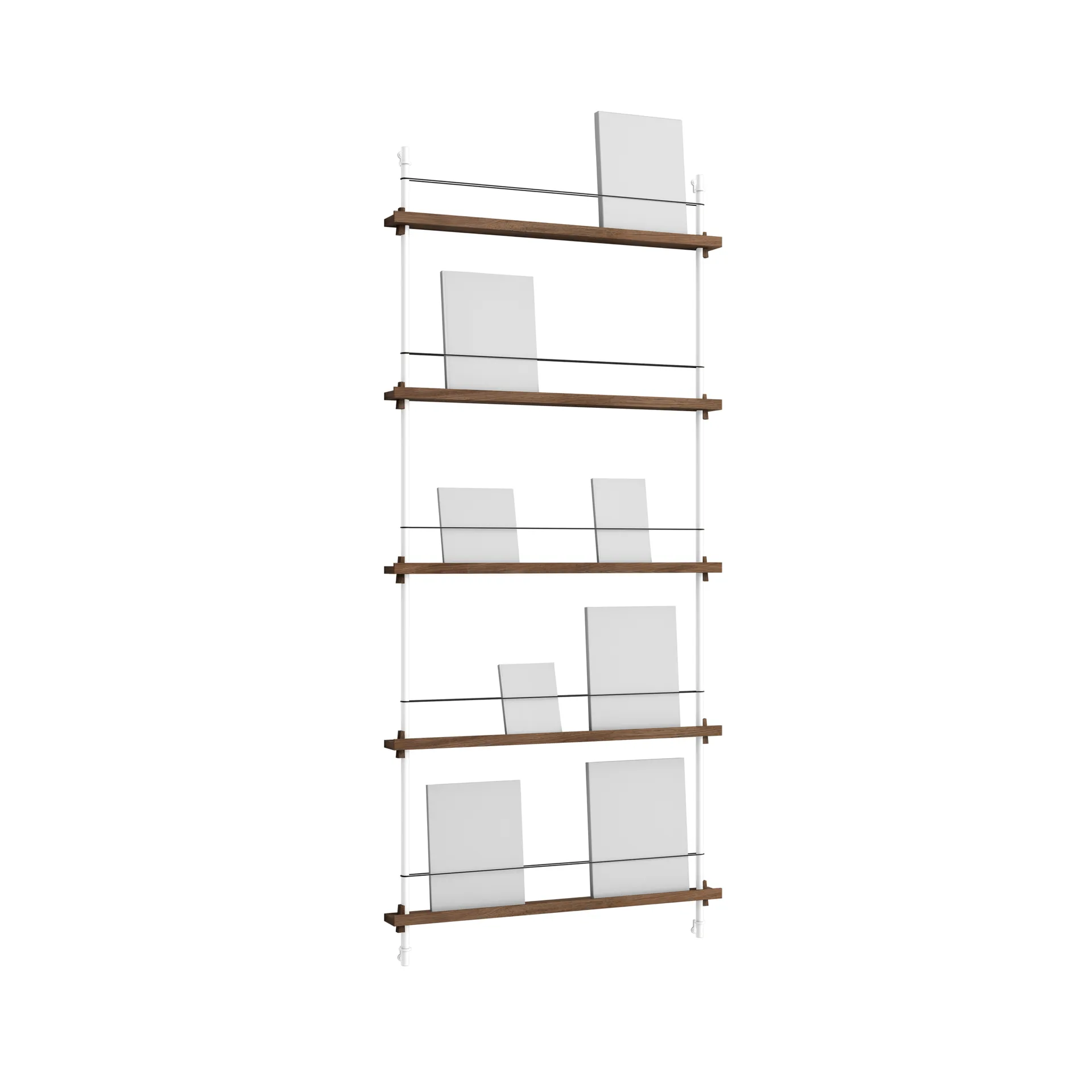 Revistero Magazine Shelving, Roble ahumado-white, 85×180×7 cm, MS.180.1 MOEBE
