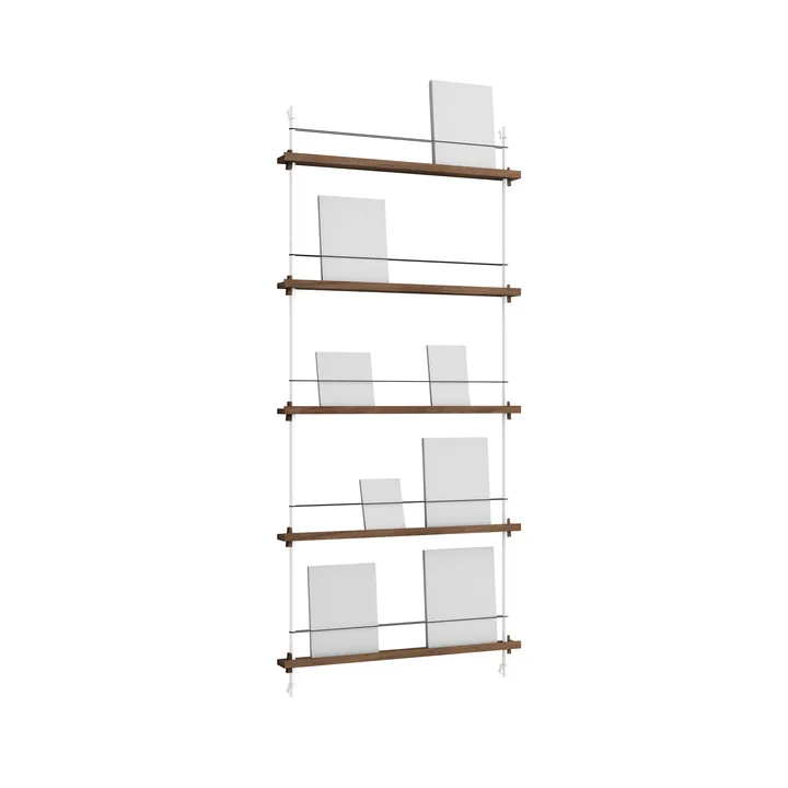 Revistero Magazine Shelving - Roble ahumado-white, 85×180×7 cm, MS.180.1 - MOEBE