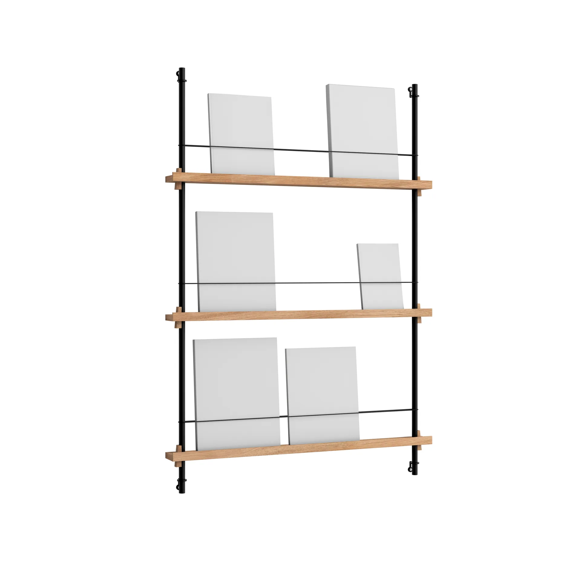 Revistero Magazine Shelving, Roble-black, 85×115×7 cm, MS.115.1 MOEBE