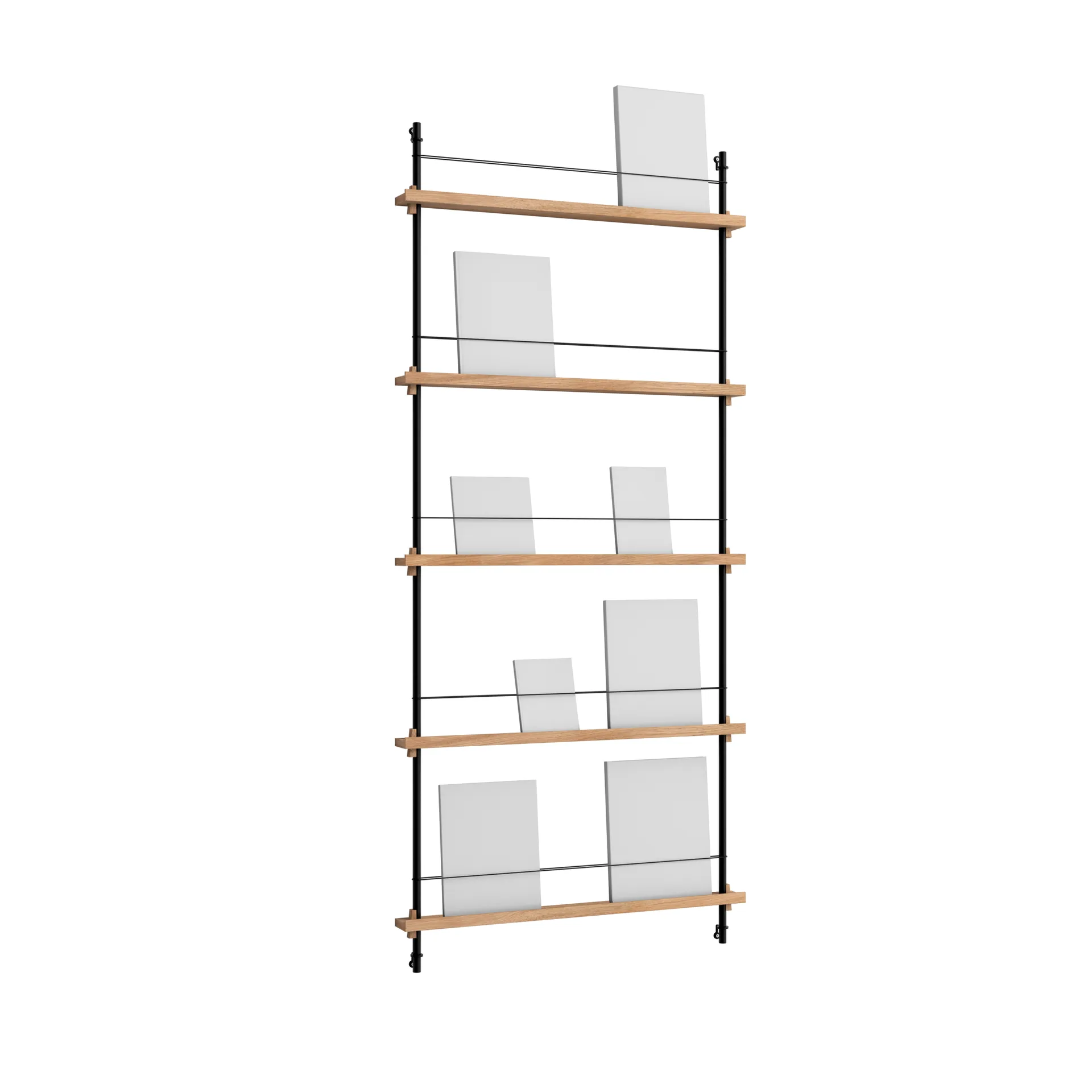 Revistero Magazine Shelving, Roble-black, 85x180x7 cm, MS.180.1 MOEBE