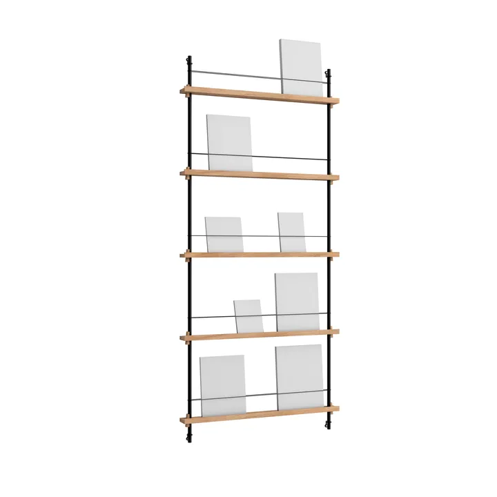 Revistero Magazine Shelving - Roble-black, 85x180x7 cm, MS.180.1 - MOEBE