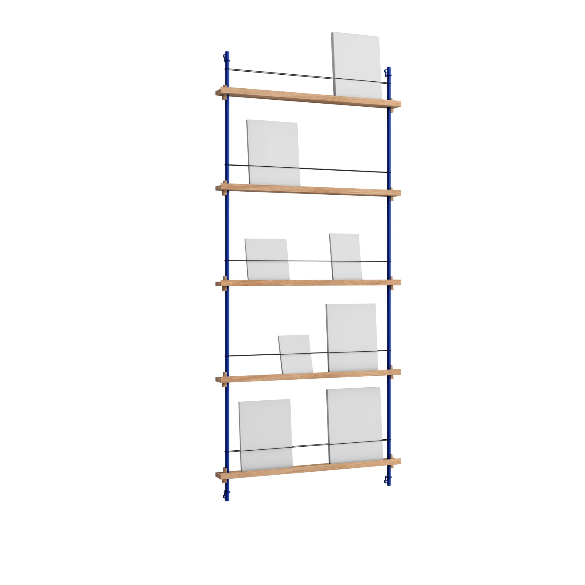 Revistero Magazine Shelving, Roble-deep blue, 85×180×7 cm, MS.180.1 MOEBE