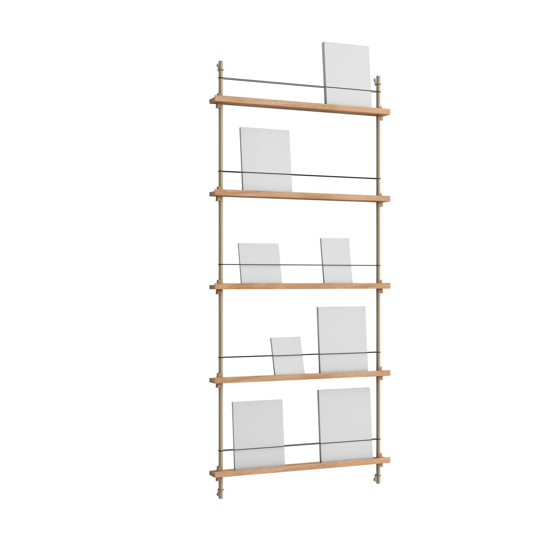 Revistero Magazine Shelving, Roble-warm grey, 85 × 180 × 7 cm, MS.180.1 MOEBE