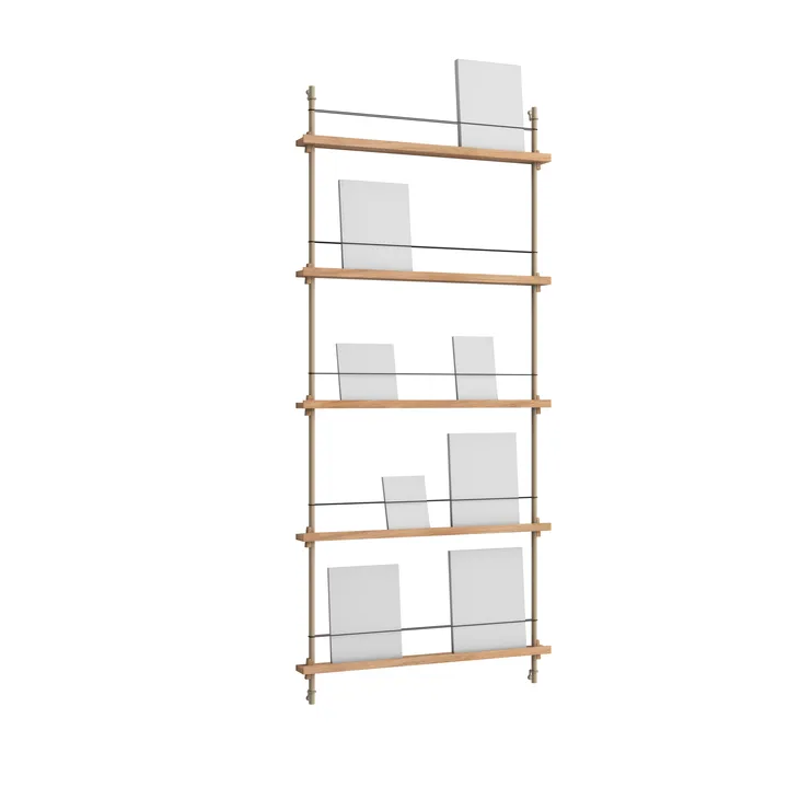 Revistero Magazine Shelving - Roble-warm grey, 85 × 180 × 7 cm, MS.180.1 - MOEBE