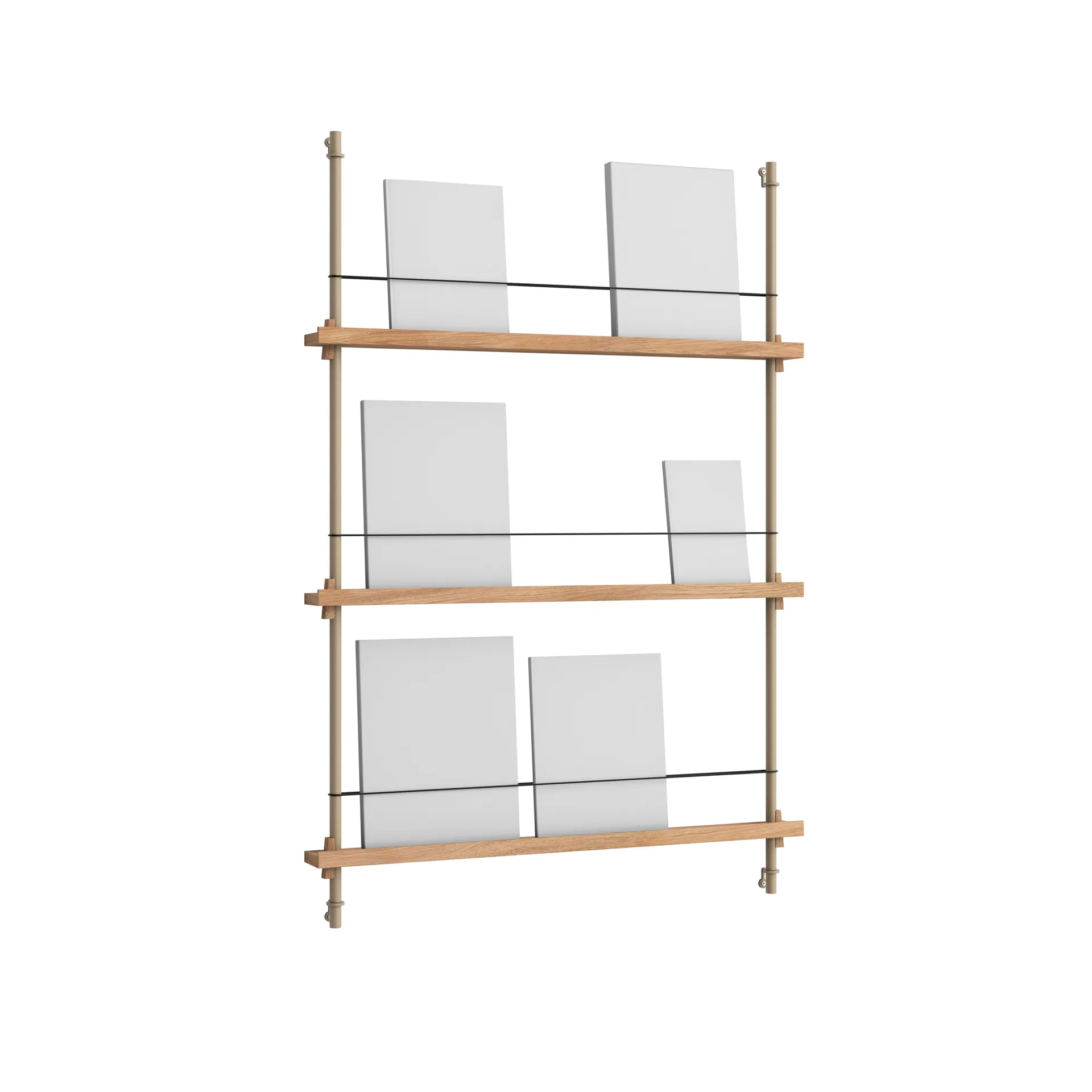 Revistero Magazine Shelving, Roble-warm grey, 85 x 115 x 7 cm, MS.115.1 MOEBE