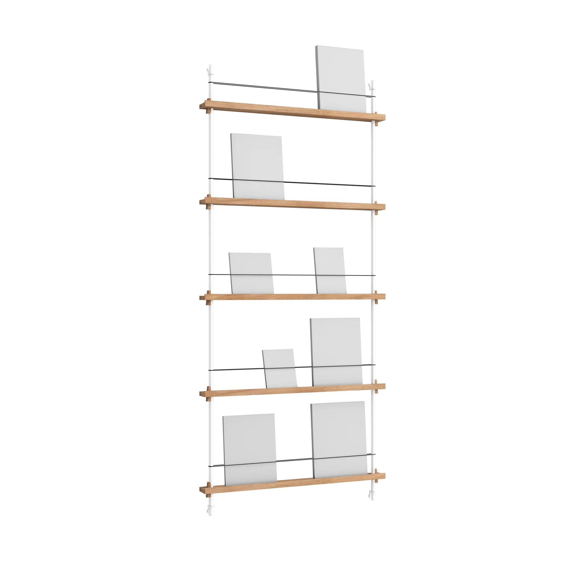 Revistero Magazine Shelving, Roble-white, 85×180×7 cm, MS.180.1 MOEBE