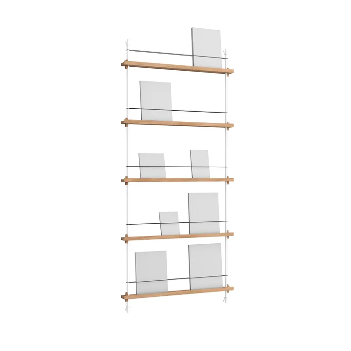Revistero Magazine Shelving - Roble-white, 85×180×7 cm, MS.180.1 - MOEBE