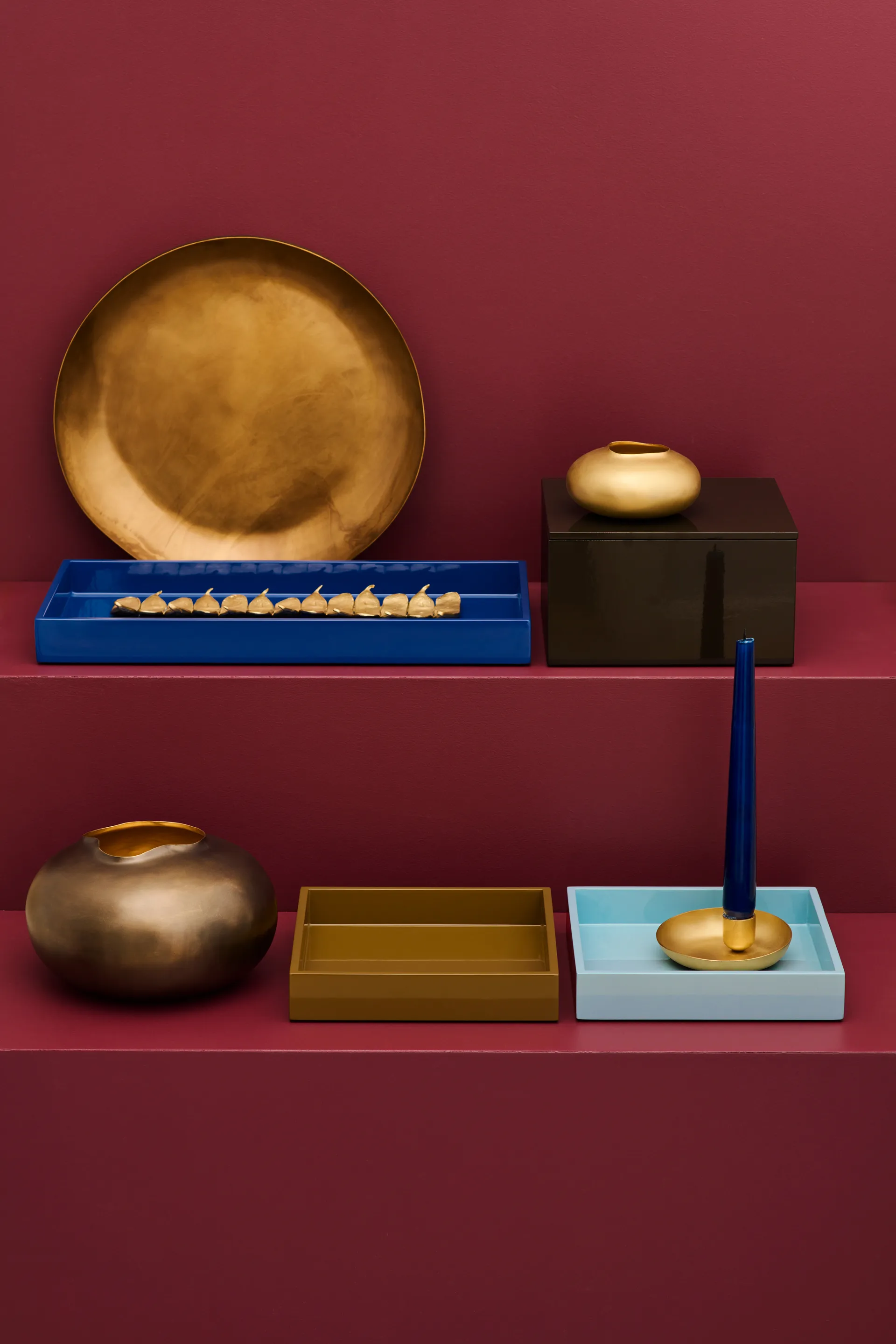 Bandeja decorativa lacada Lux 19x19x3,5 cm, Powder blue Mojoo