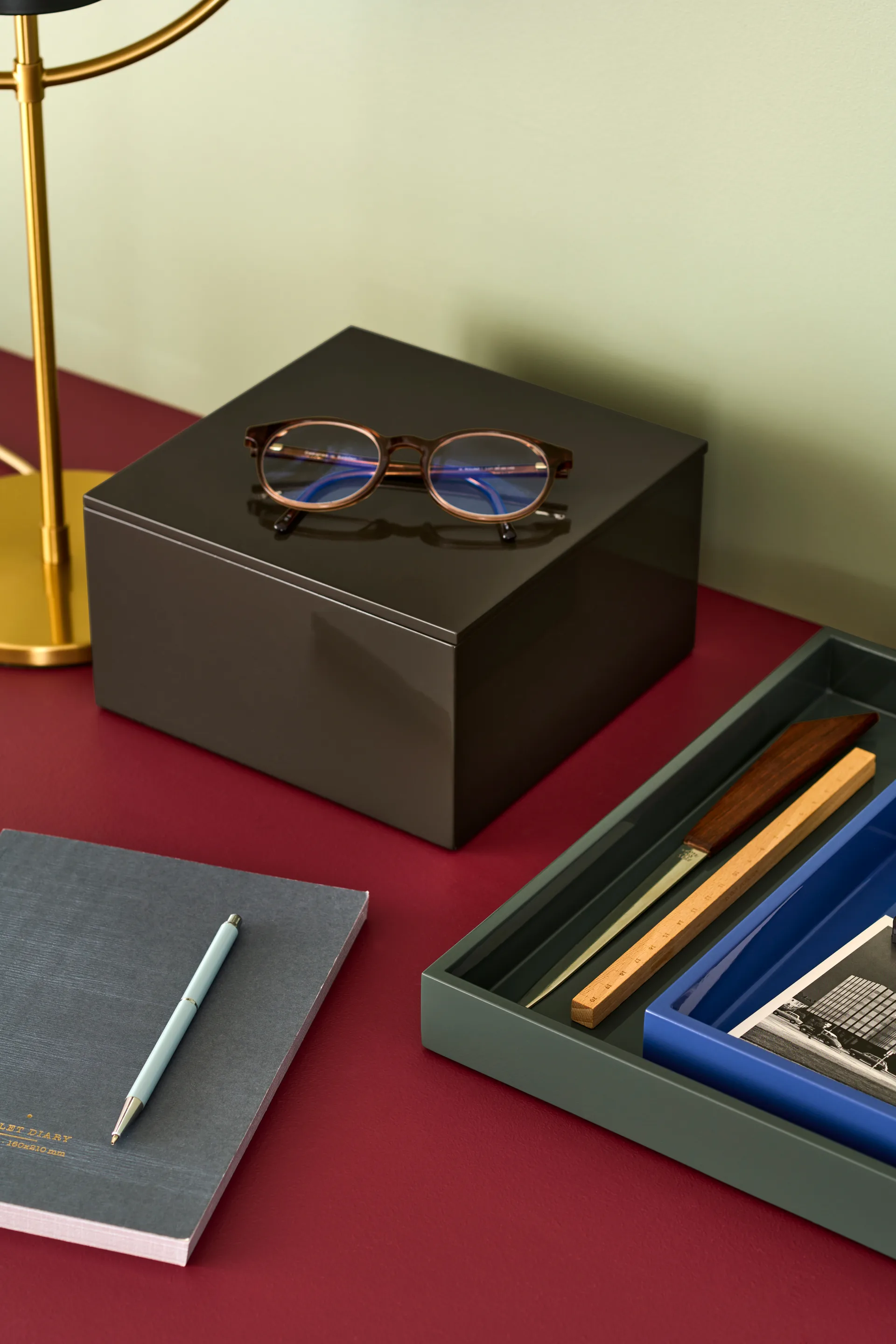 Bandeja decorativa lacada Lux 19x19x3,5 cm, Ultramarin Mojoo