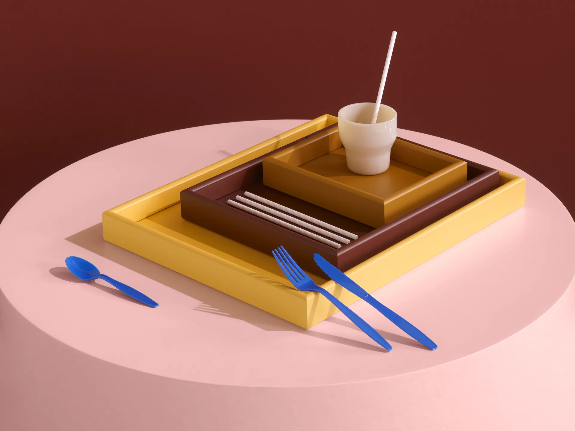 Juego de bandejas Arrange 3 piezas, Amber-masala-acacia Montana