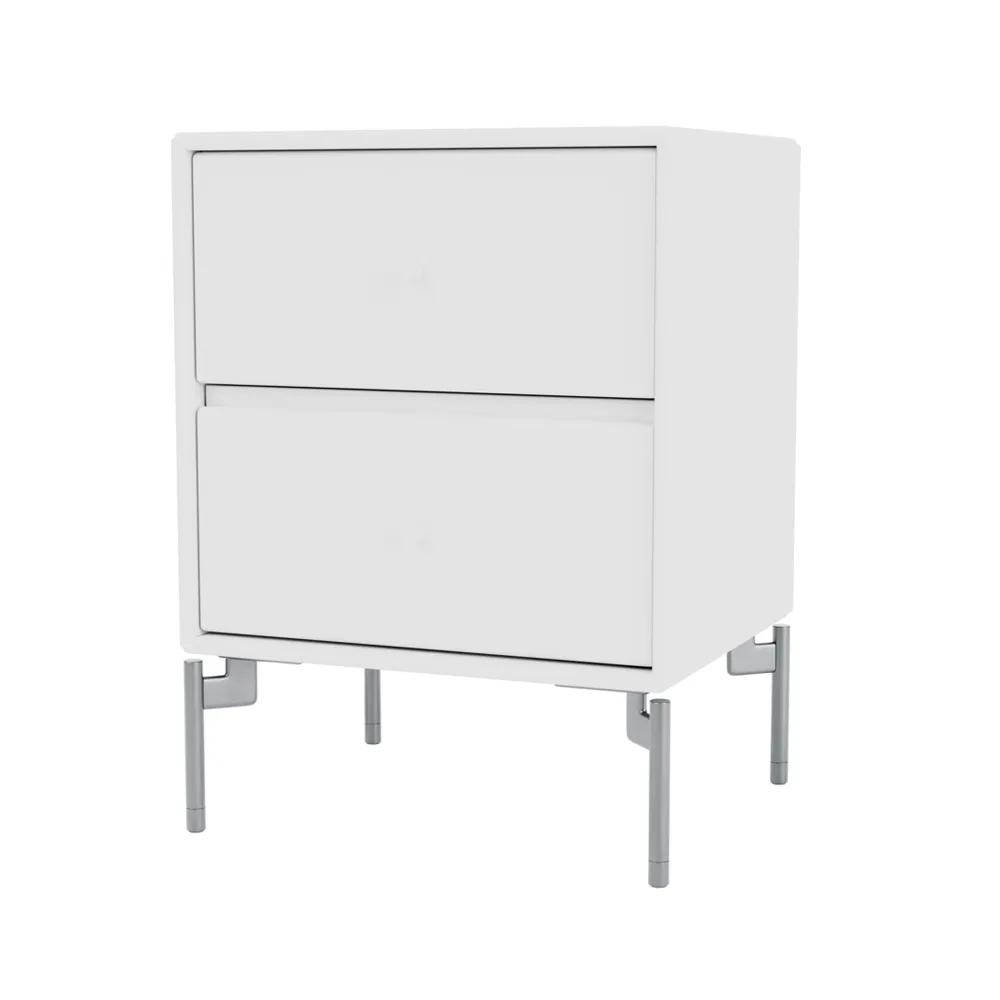 Mesilla de noche Drift, New white 101, patas de cromo Montana