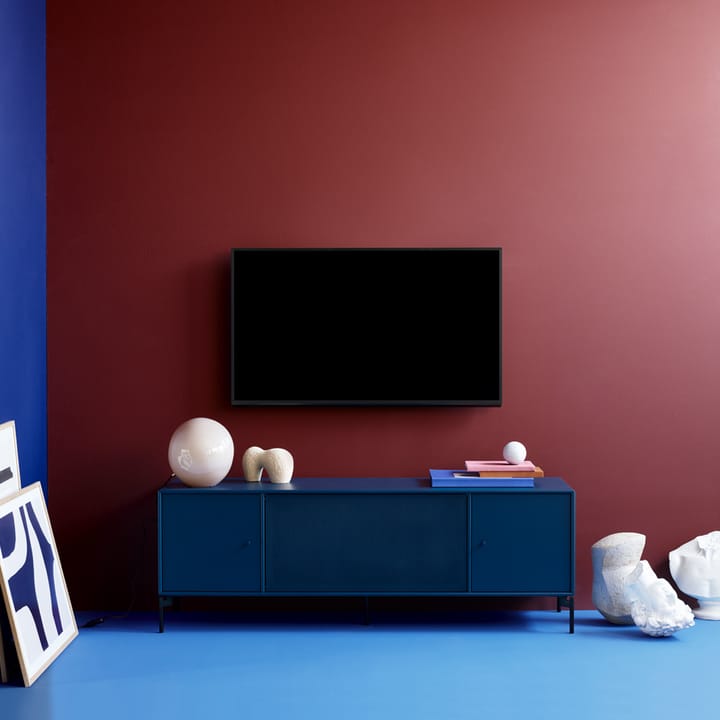 Mueble TV Octave I, New white 101-patas lacadas en negro Montana