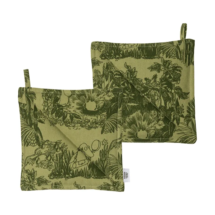 Agarradores de cocina Mumin Mystical Forest - Verde, 22x22 cm, 2-pack - Moomin Arabia