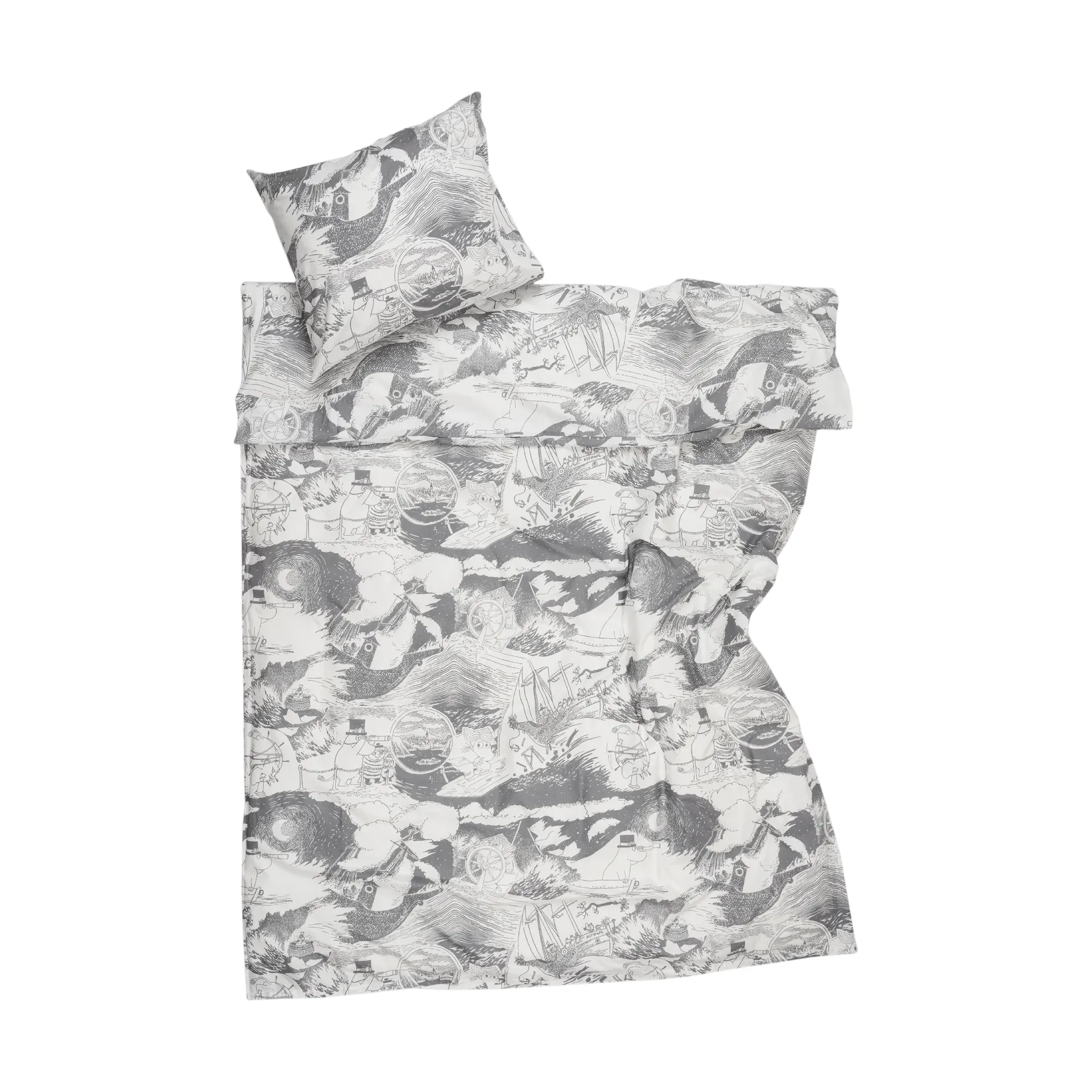 Juego de funda nórdica Mumin 150x210 cm, Navegación, gris Moomin Arabia