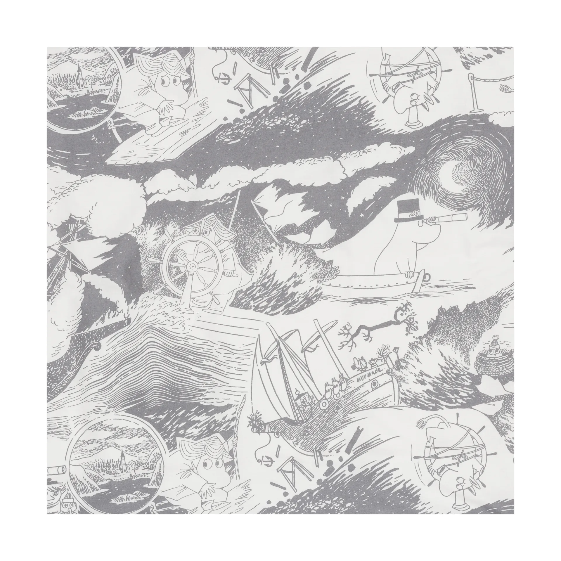Juego de funda nórdica Mumin 150x210 cm, Navegación, gris Moomin Arabia