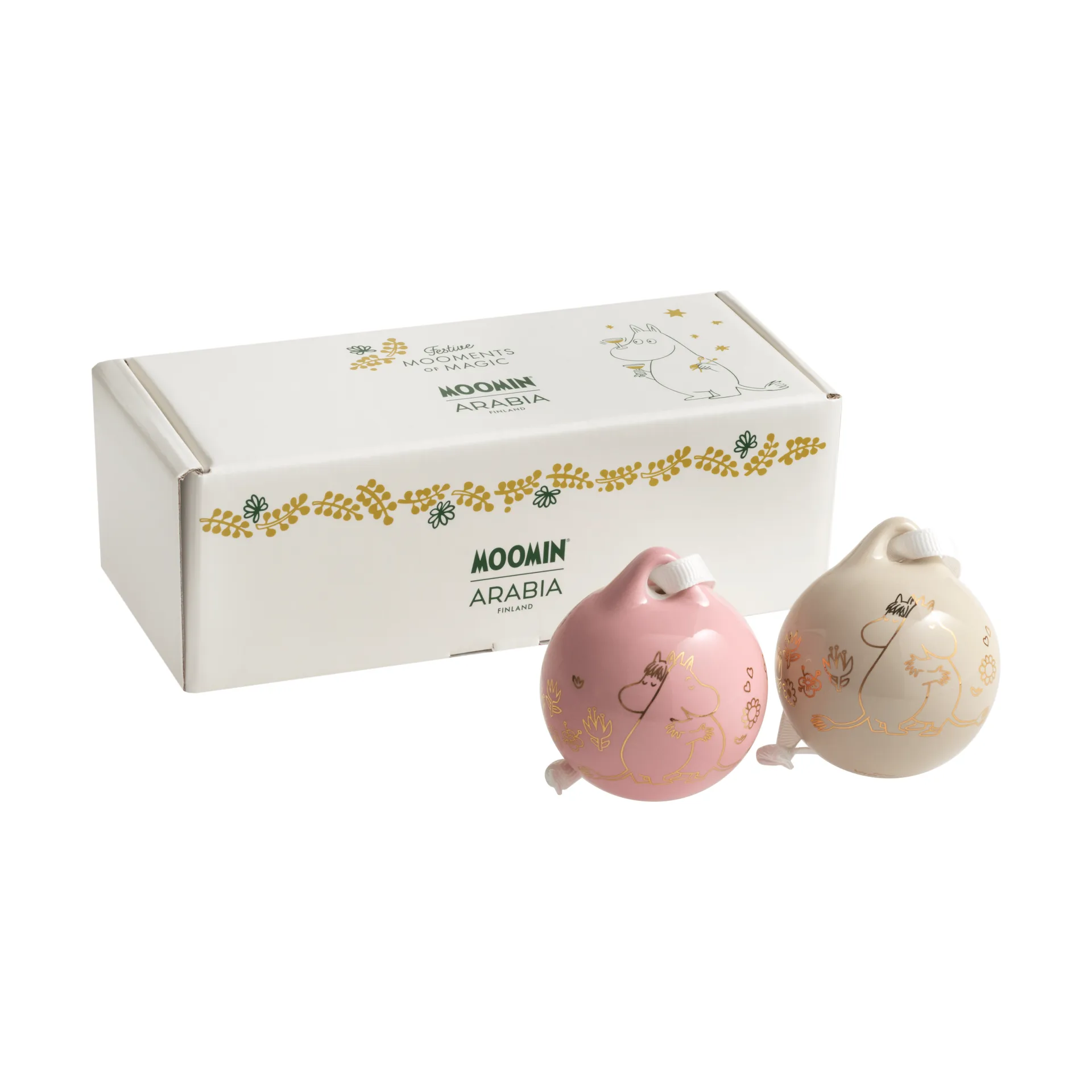 Kärlek bola navideña de Mumin, Oro, 5 cm, pack de 2 Moomin Arabia