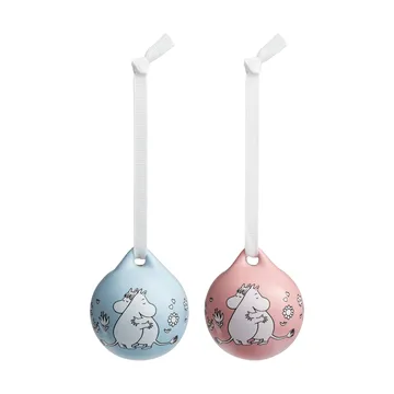 Kärlek bola navideña de Mumin - Rosa-azul, 5 cm, pack de 2 - Moomin Arabia