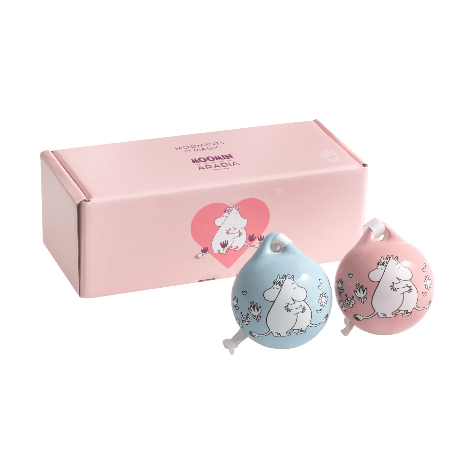 Kärlek bola navideña de Mumin, Rosa-azul, 5 cm, pack de 2 Moomin Arabia